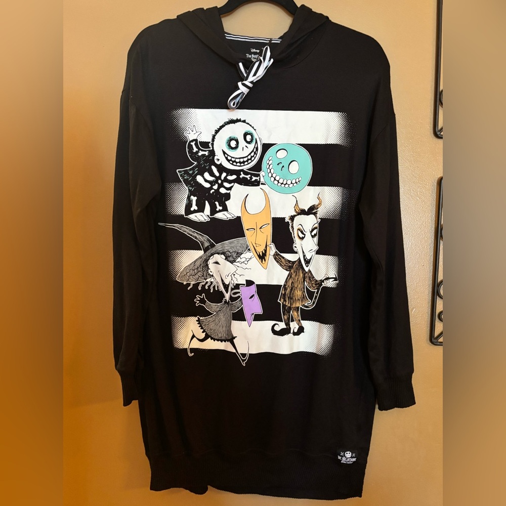 Disney Nightmare Before Christmas Black Hoodie with Lock, Shock, and Barrel - Picture 4 of 10